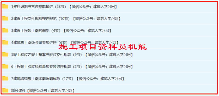 施工项目资料员必备技能（视频+课件，很全）