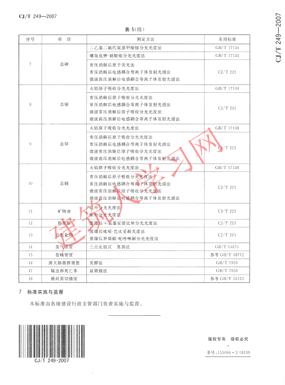 CJT249-2007 城镇污水处理厂污泥处置 混合填埋泥质