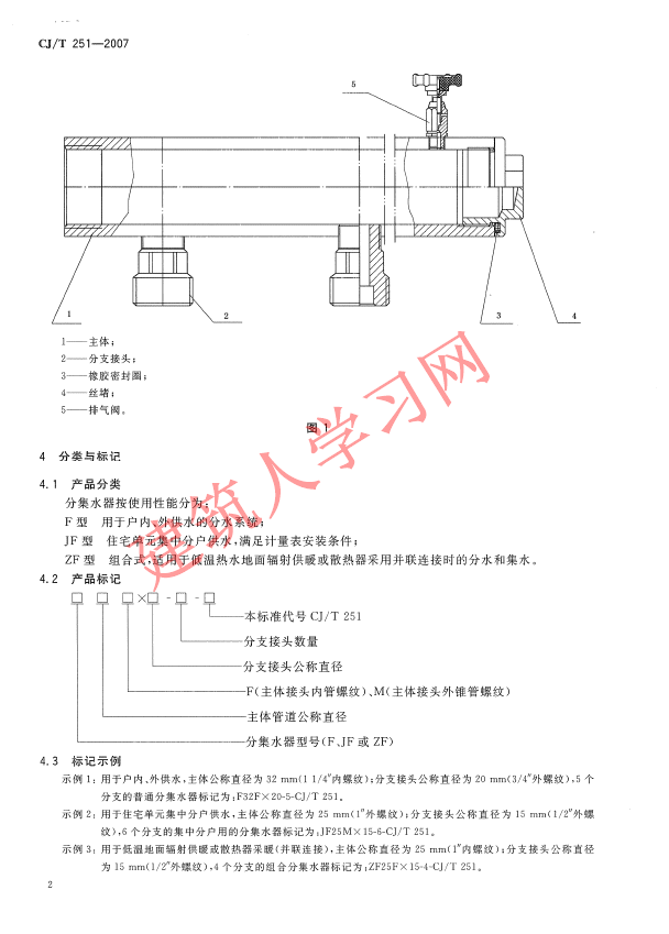 CJT251-2007 铜分集水器