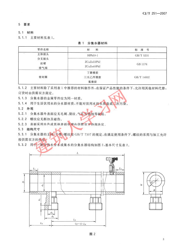 CJT251-2007 铜分集水器