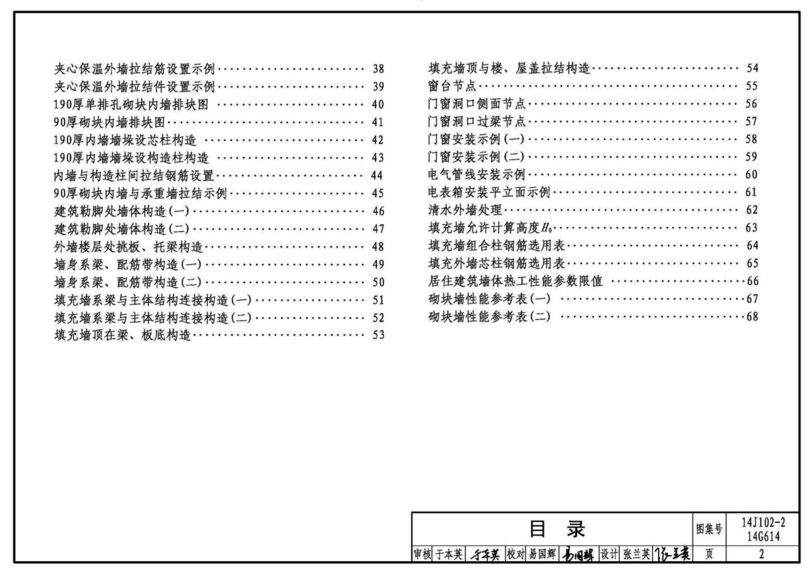 14J102-2 14G614 混凝土小型空心砌块填充墙建筑、结构构造