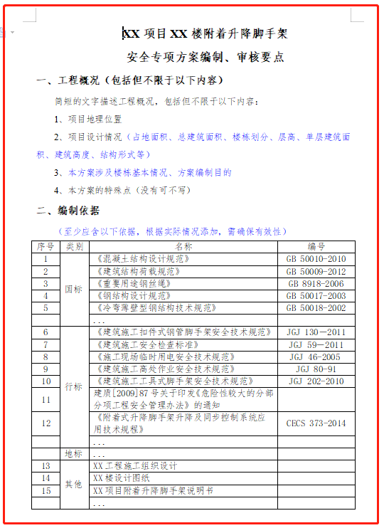 附着升降脚手架安全专项施工方案（及编制、审核要点）