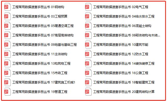 工程常用数据速查手册丛书（20本）