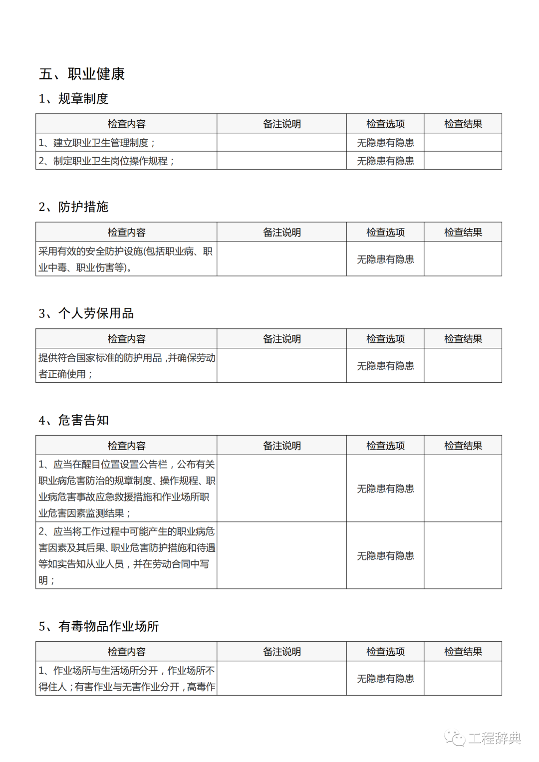 安全生产隐患排查检查表，最实用！全册word版下载