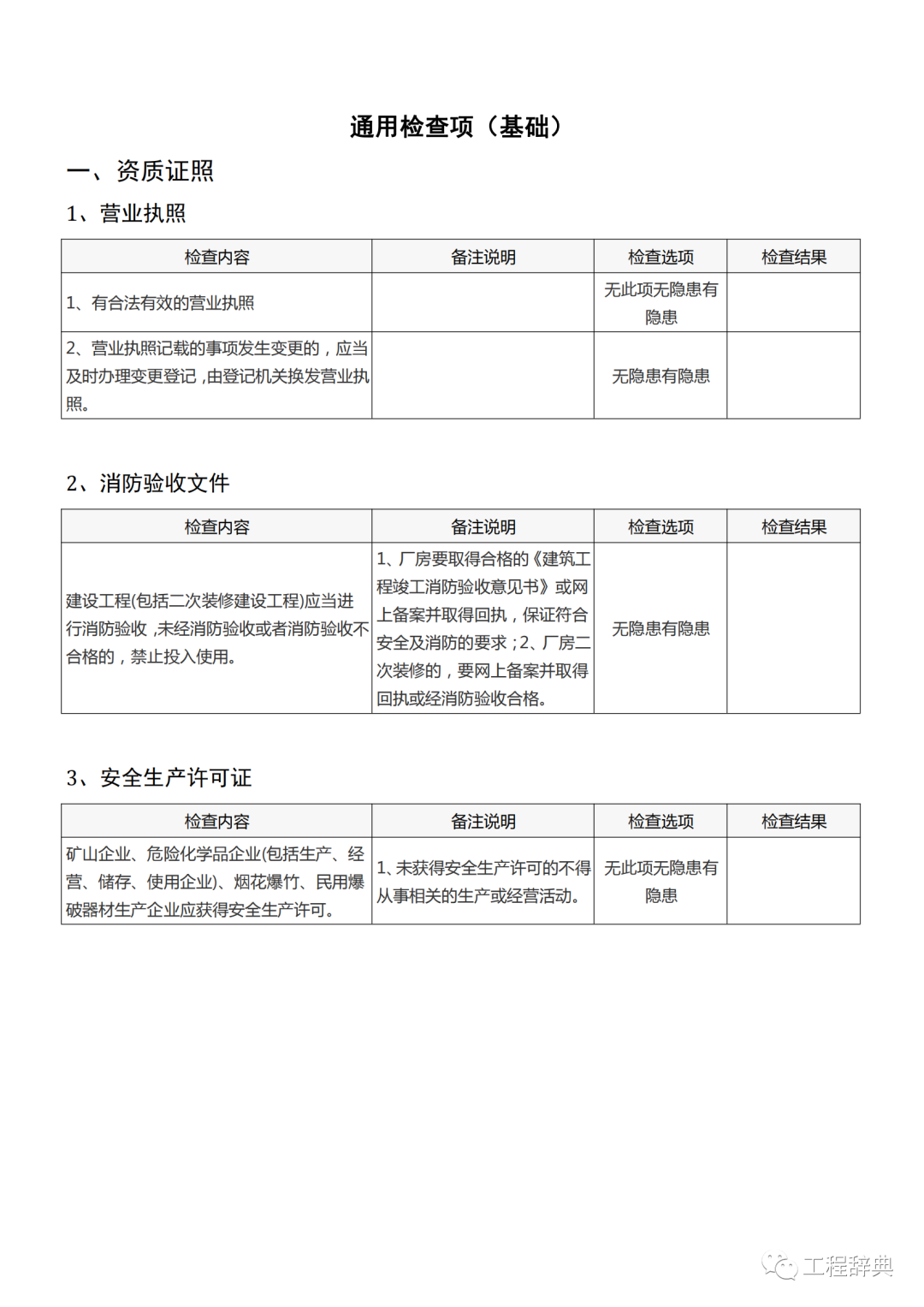 安全生产隐患排查检查表，最实用！全册word版下载